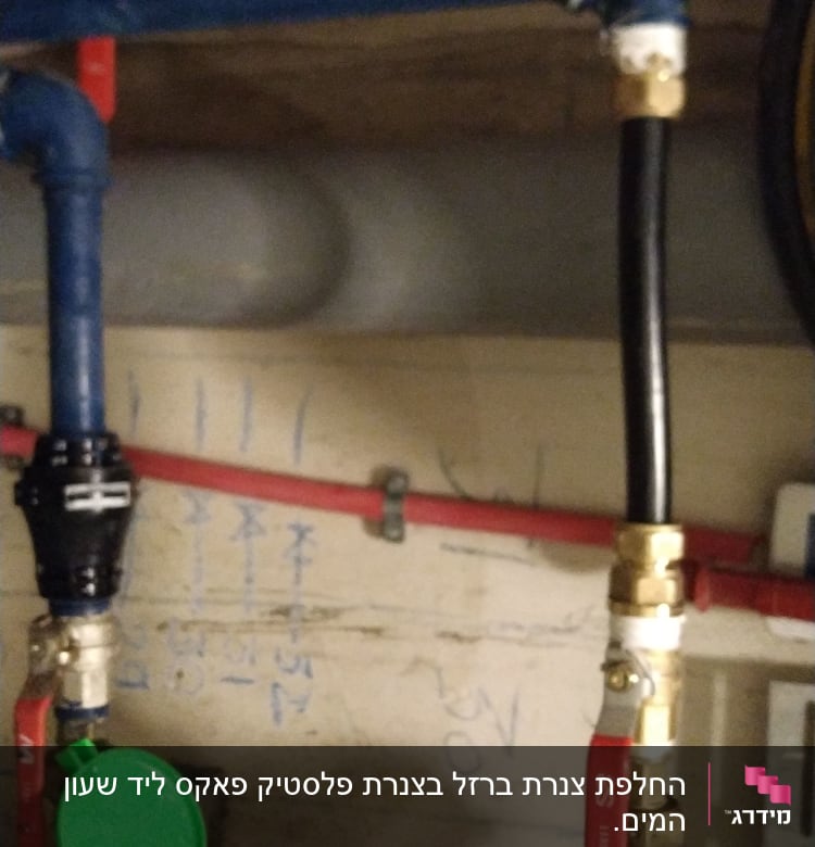 צינורות מים עם ברזים ומדי לחץ